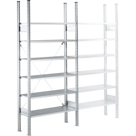 Fachbodenregal SSI Schäfer R3000 – 5 Fachböden, 200 kg Fachlast, Grundregal aus verzinktem Stahl, B 1055 x T 600 x H 2278 mm