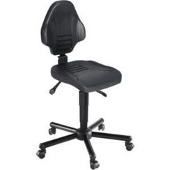 Ergonomischer Arbeitsdrehstuhl mit PU-Schaum, schwarz - verstellbare Sitzhöhe 470-610mm, 450x450mm, Stahl-Fußkreuz, 5 Lenkrollen