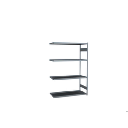 Kleingebinderegal: Wannenbodenregal mit Anbaufeld für Dachlagerung, BxHxT 2000x1310x635mm, Mit 4 Wannenböden, Beidseitig, Verzinkte Ständer und Traversene